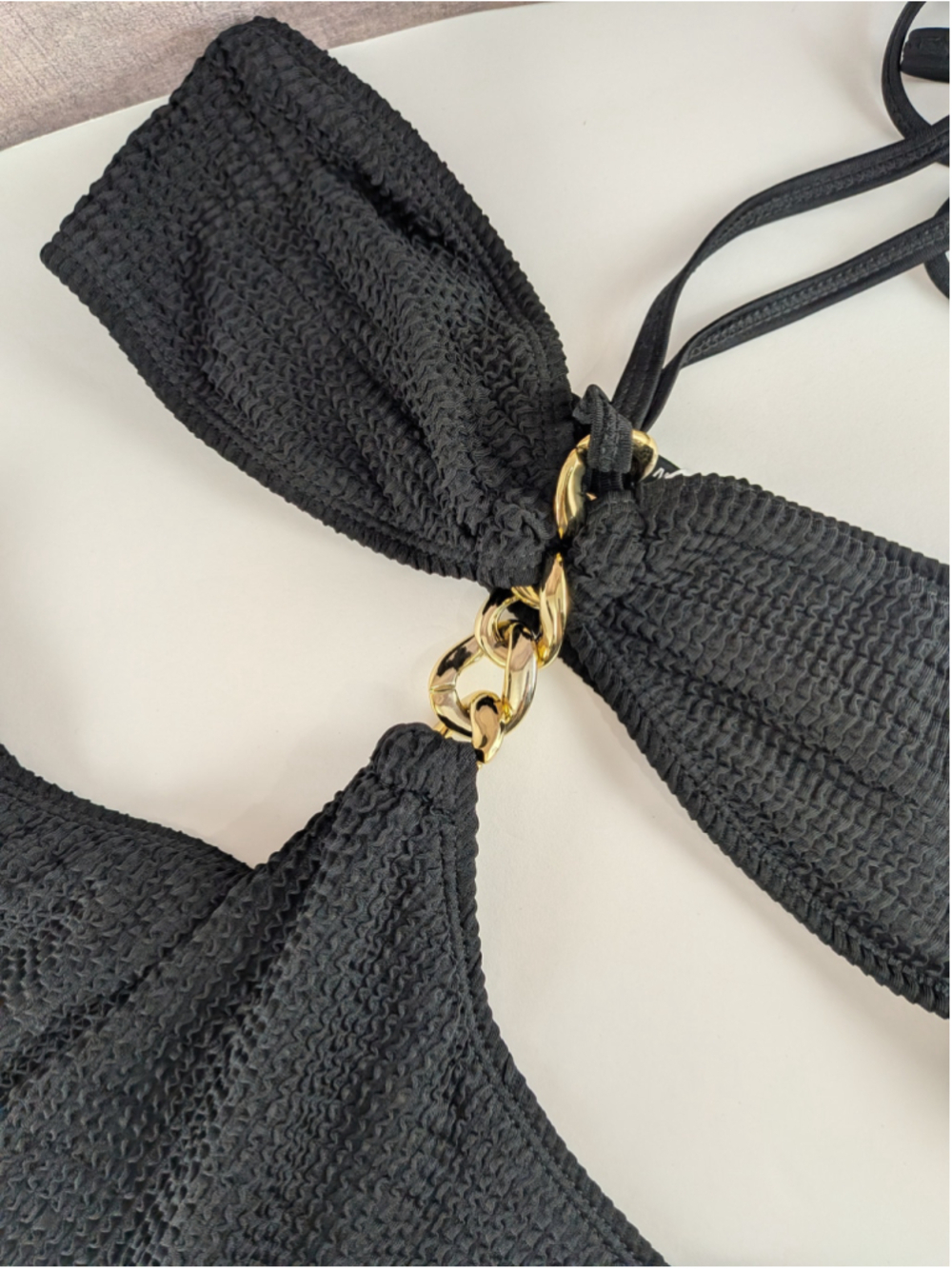 Nasty Gal Black Gold Chain One Piece Swimsuit Size 4 - Picture 2 of 6